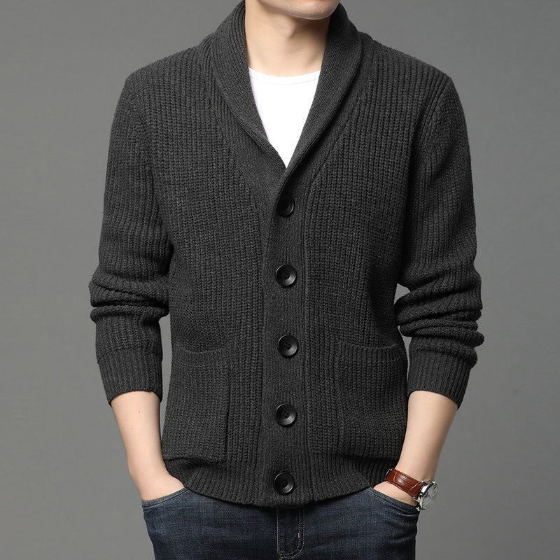 Trendy Lapel Men's Knitted Cardigan