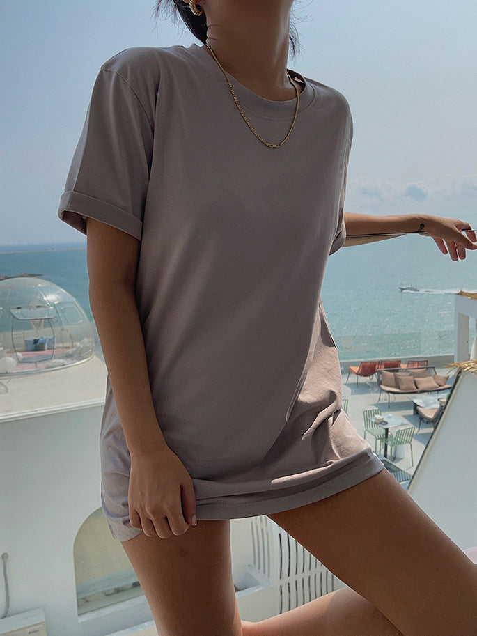 Homemade Cotton Versatile Loose White T-shirt For Women