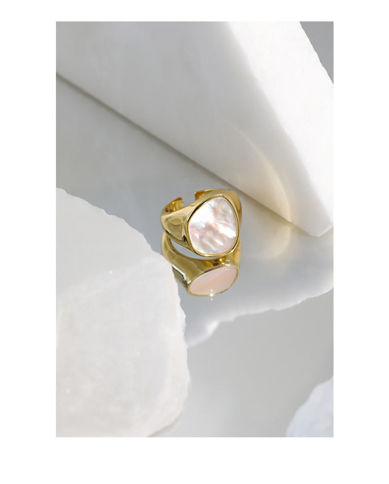 Shell Stone S925 Sterling Silver Ring Women