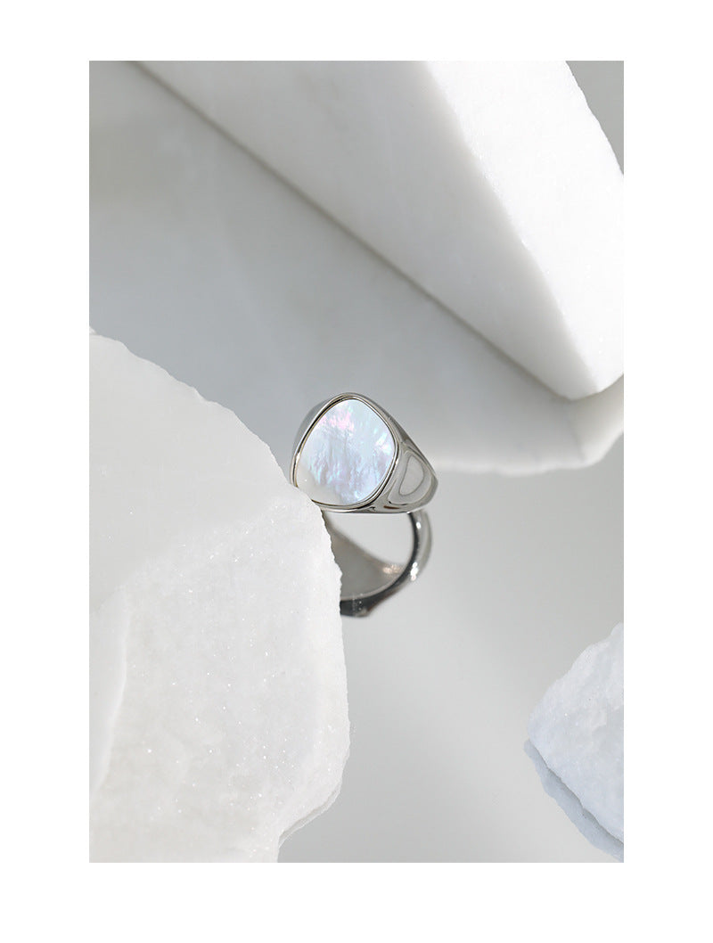 Shell Stone S925 Sterling Silver Ring Women