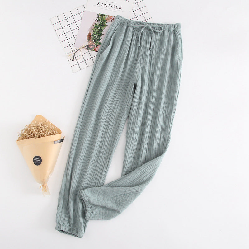 Summer Cotton Women's Loose Home Trousers Cotton Crepe Pajama Pants