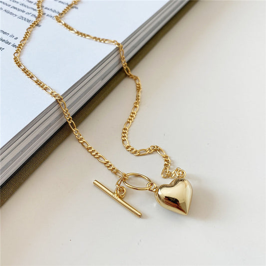 925 Sterling Silver Golden Love Necklace Female Simple Fashion Clavicle Chain