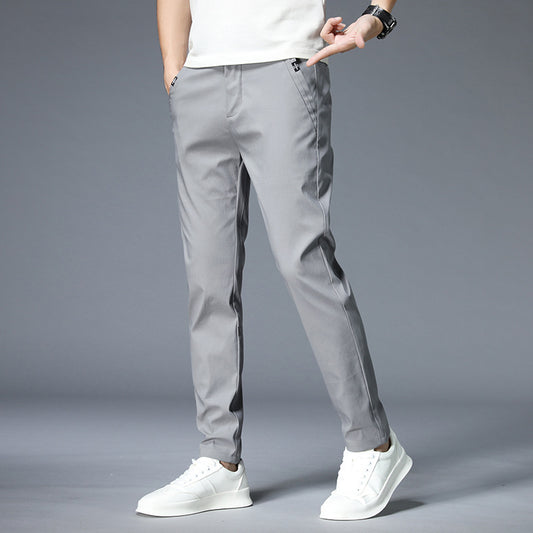 Elastic Waist Ice Silk Casual Pants