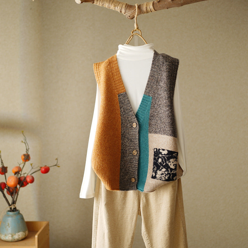 Women's Vintage Knitted Vest Cardigan