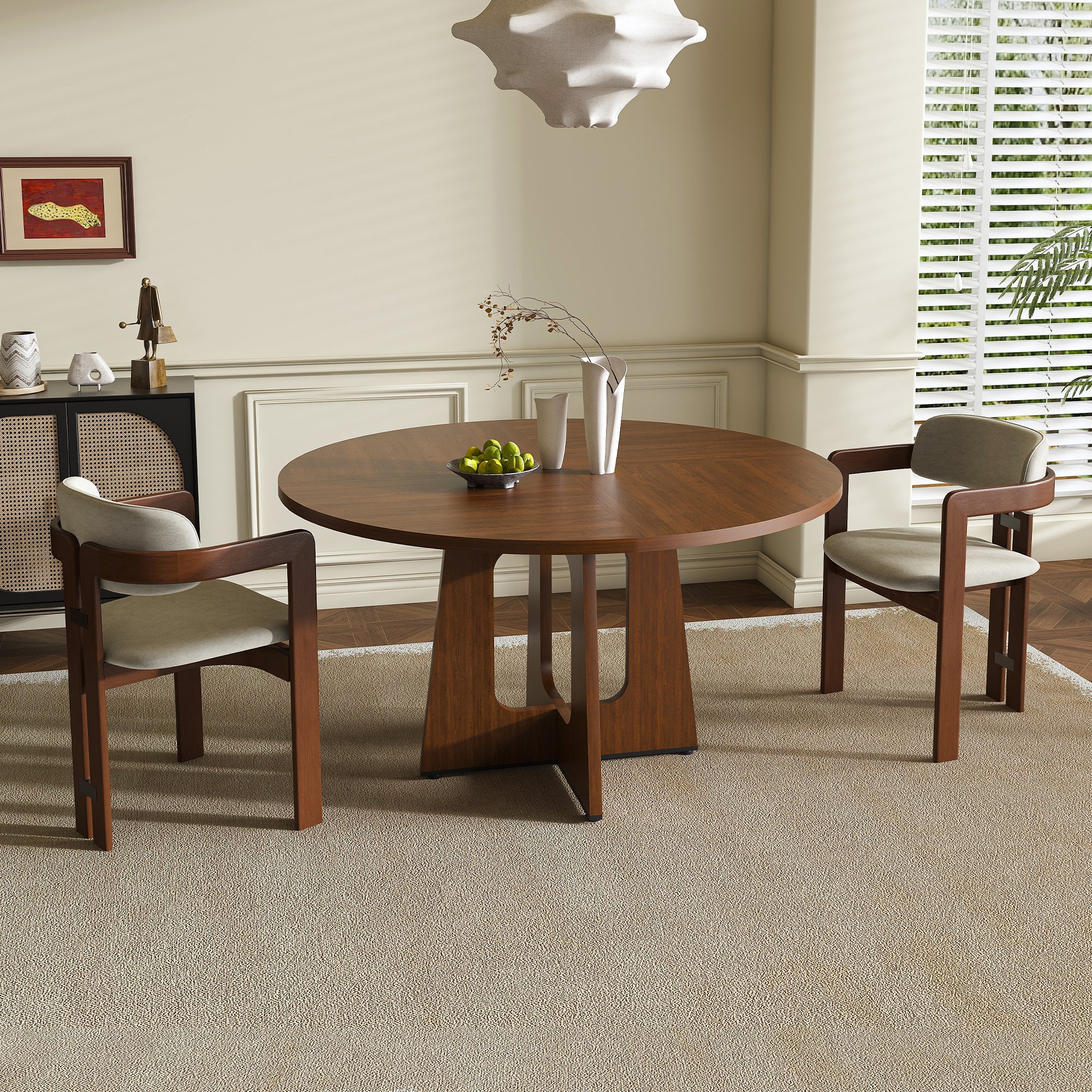 Round Dining Table For 4 - 47 Inch Farmhouse Kitchen Table  MDF Circle Table With Wood Grain Finish  300lb Weight Capacity  Easy Assembly For Dining Room  Kitchen  Living Room - Spiced Round Table