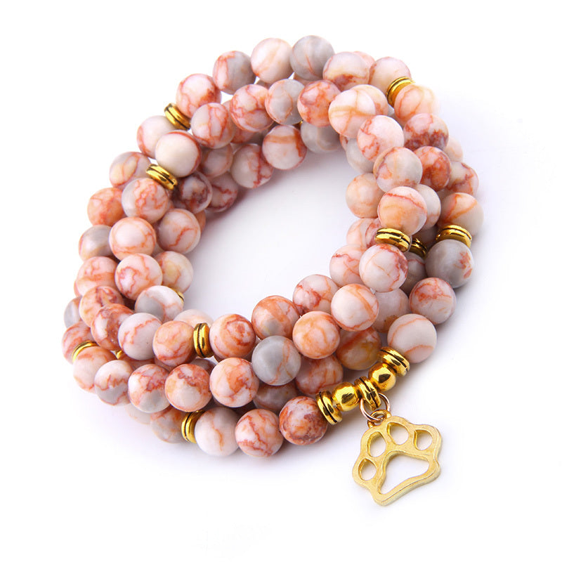 Tree pattern agate long bracelet