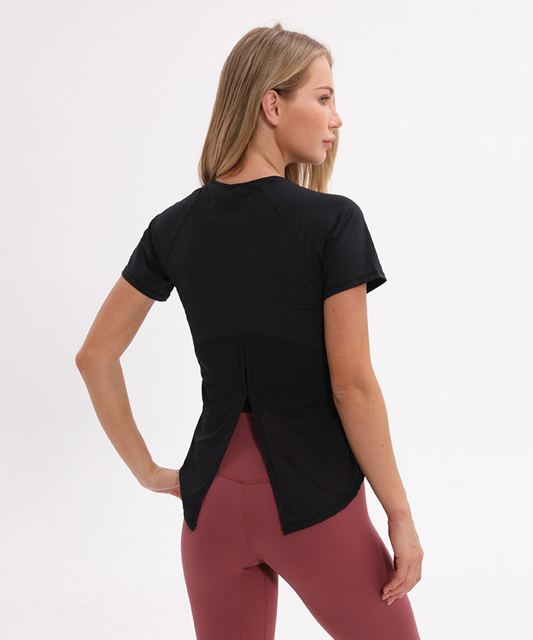 Yoga short-sleeved t-shirt mesh stitching