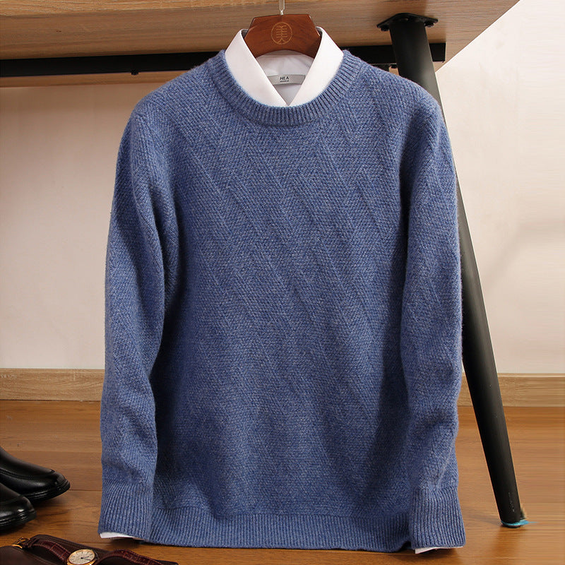 Men's double-strand thick pure wool sweater