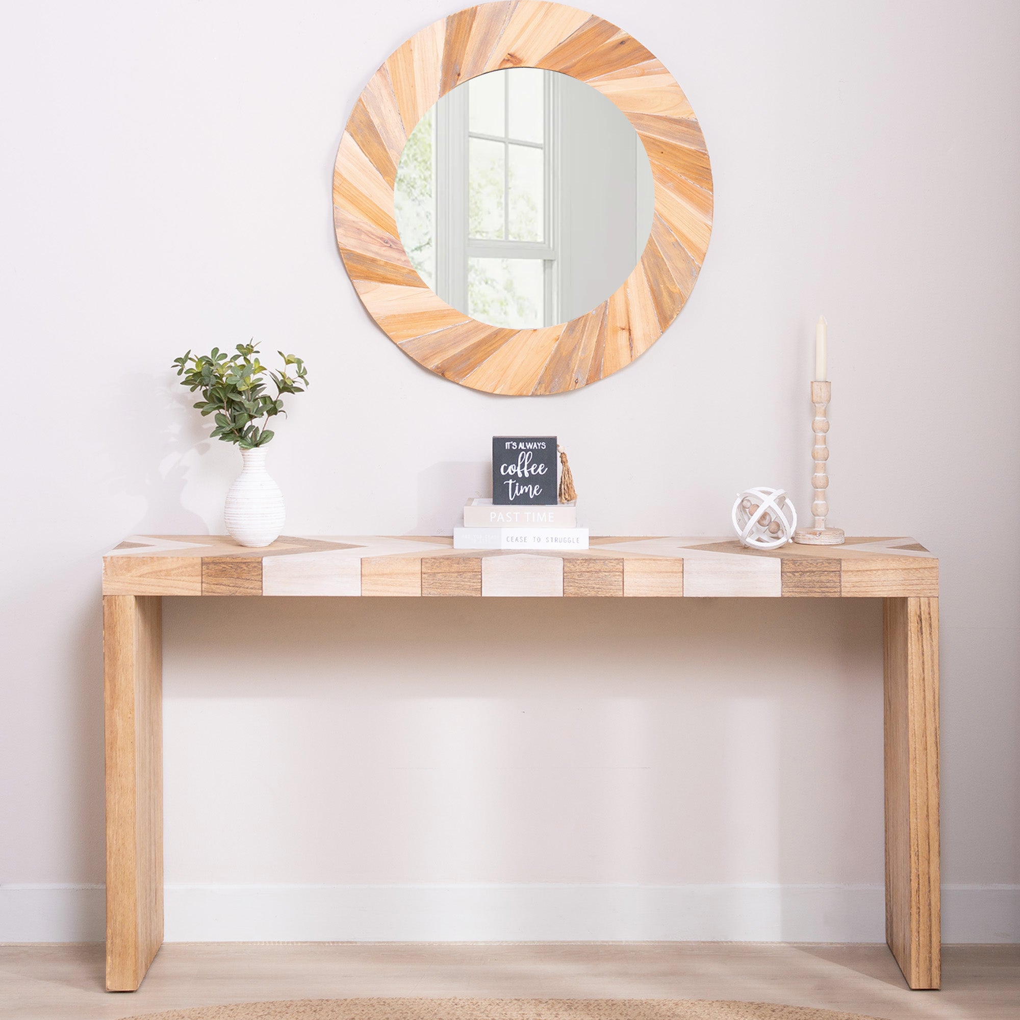 Modern Console Table, 62  Long Entryway Table With Chevron Patterned Top, Manufactured Wood Sofa Table For Hallway, Living Room, Or Office