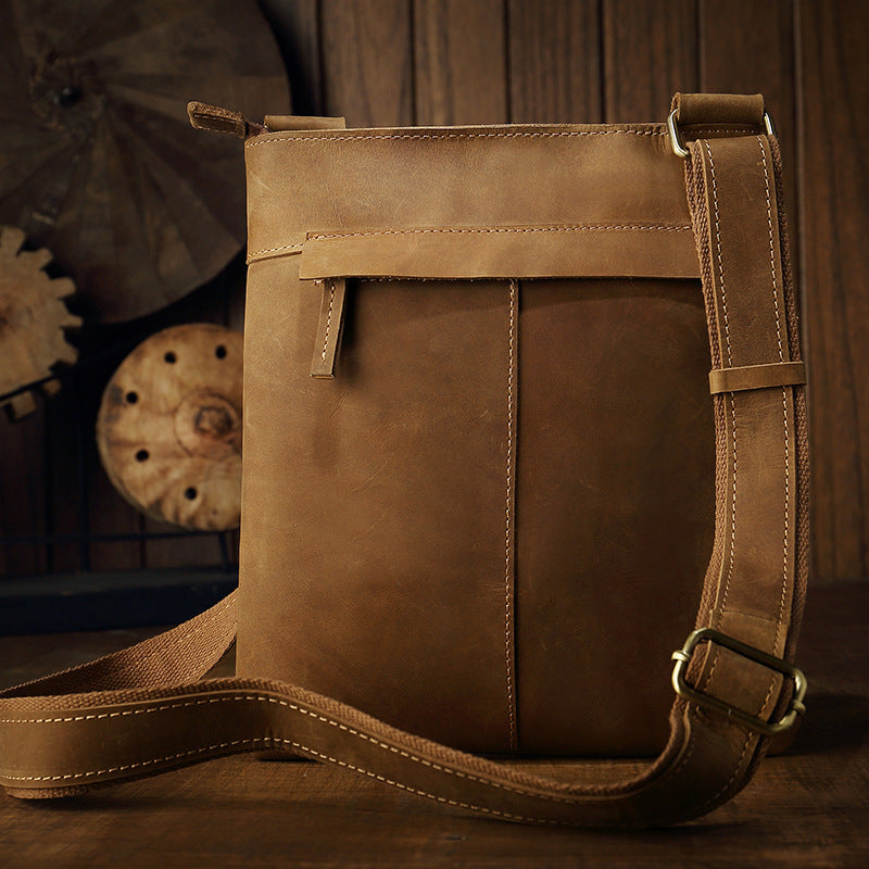 Men's leather shoulder messenger bag