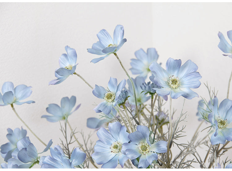 Artificial Flower Cosmos Gray Blue Dining Table Living Room Home Decoration Flower