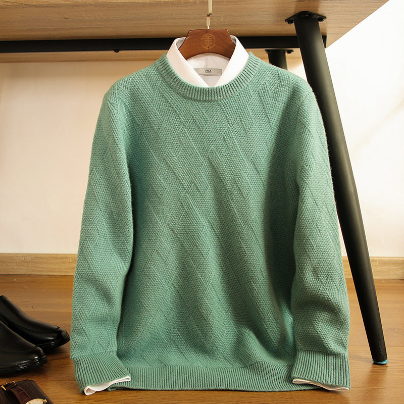 Men's double-strand thick pure wool sweater