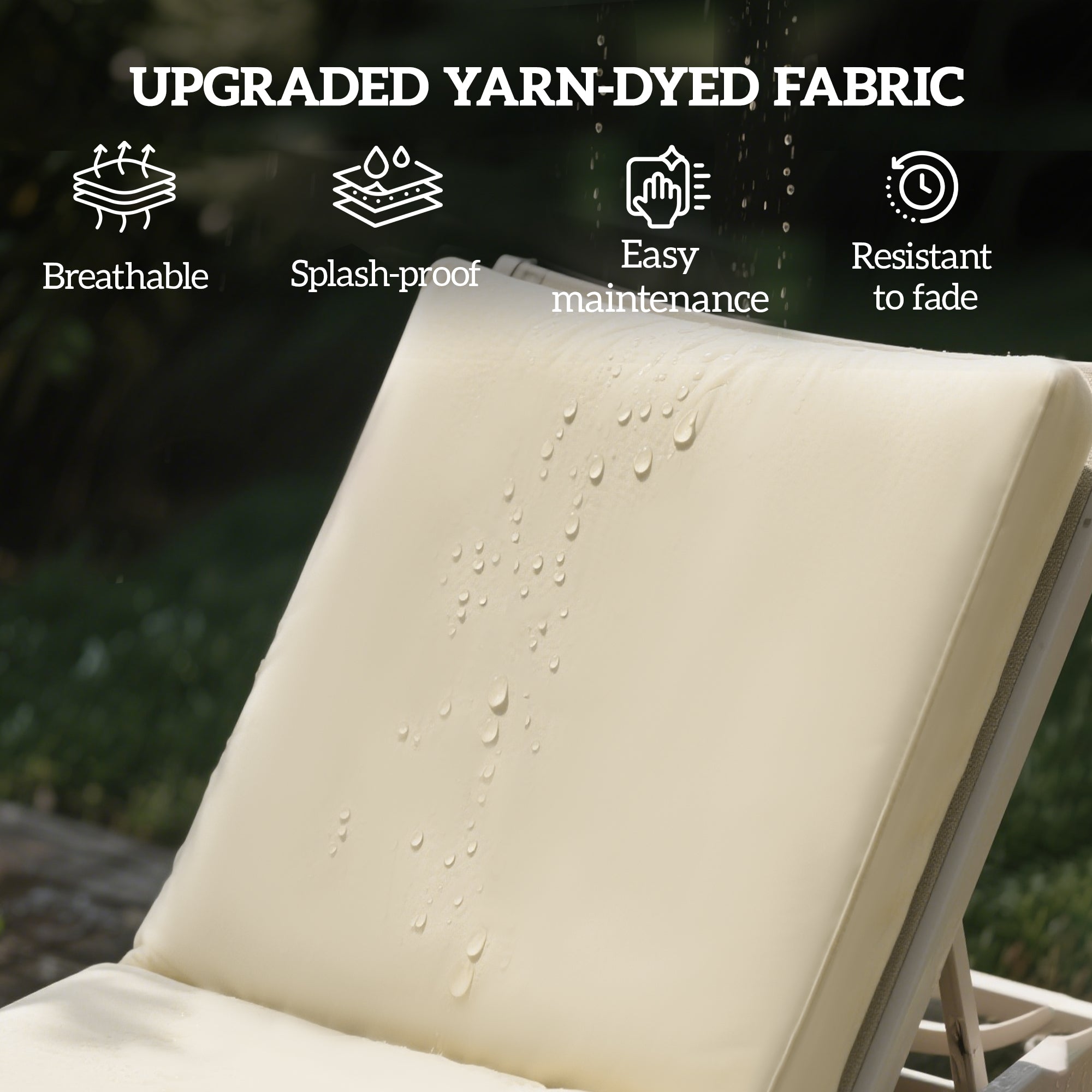 2-Piece Patio Chair Cushions With Backrests, Replacement Cushions For Outdoor Lounge Chair, Beige