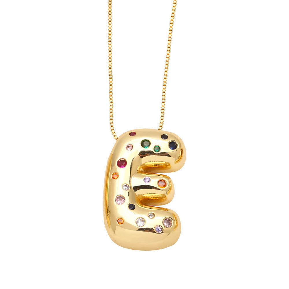 26 English Letter Necklace Gold-plated Inlaid Color