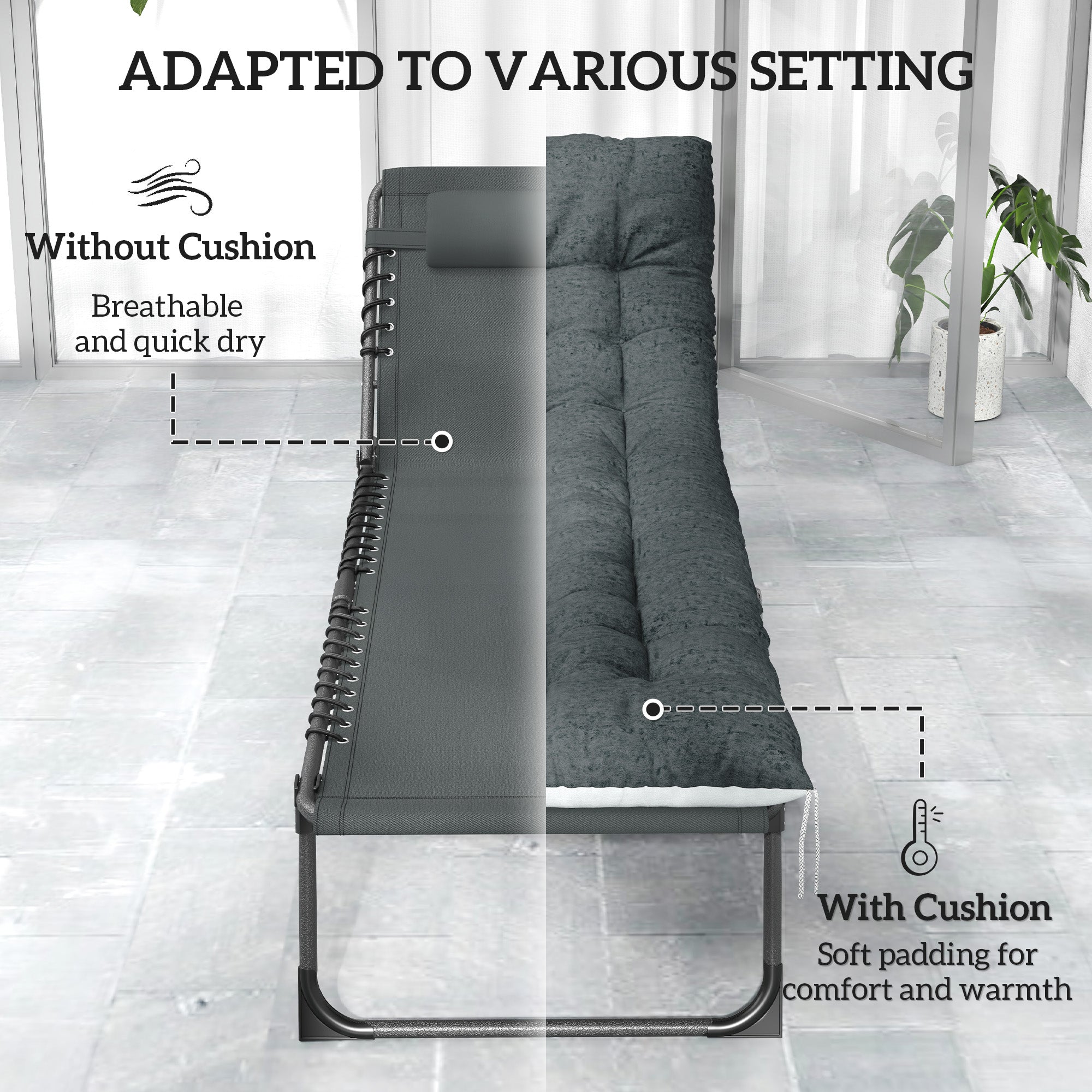 Outdoor Chaise Lounge Chair Set of 2, 5-Level Adjustable Folding Pool Lounge Chairs with Cushions, Gray