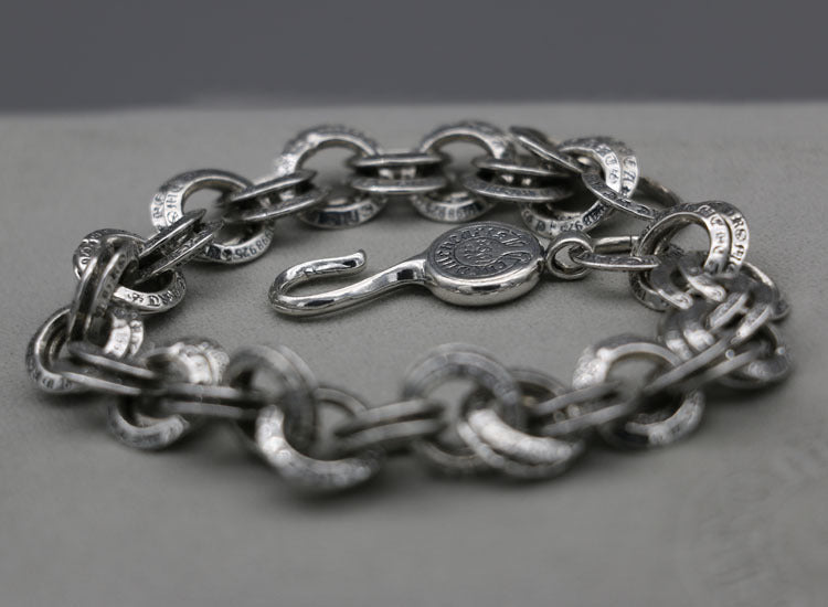 Punk Nightclub Vintage 925 Sterling Silver Ring Bracelet