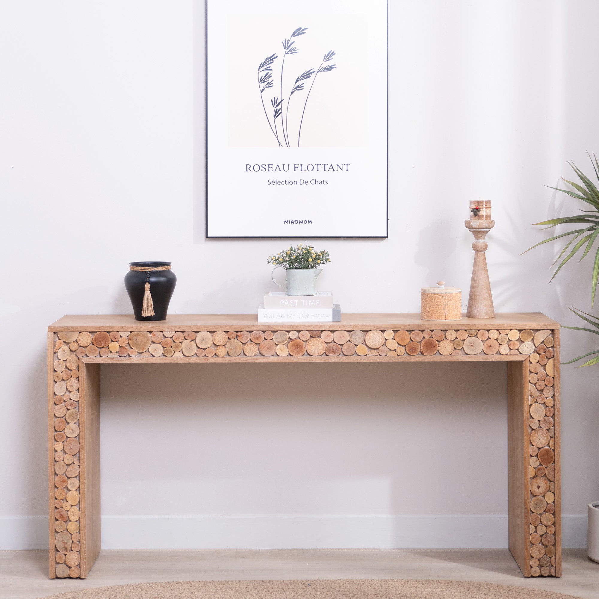 Rustic Wood Console Table With Natural Log Accents  62  Entryway Table, Narrow Sofa Table, Hallway Accent Table Modern Farmhouse Style