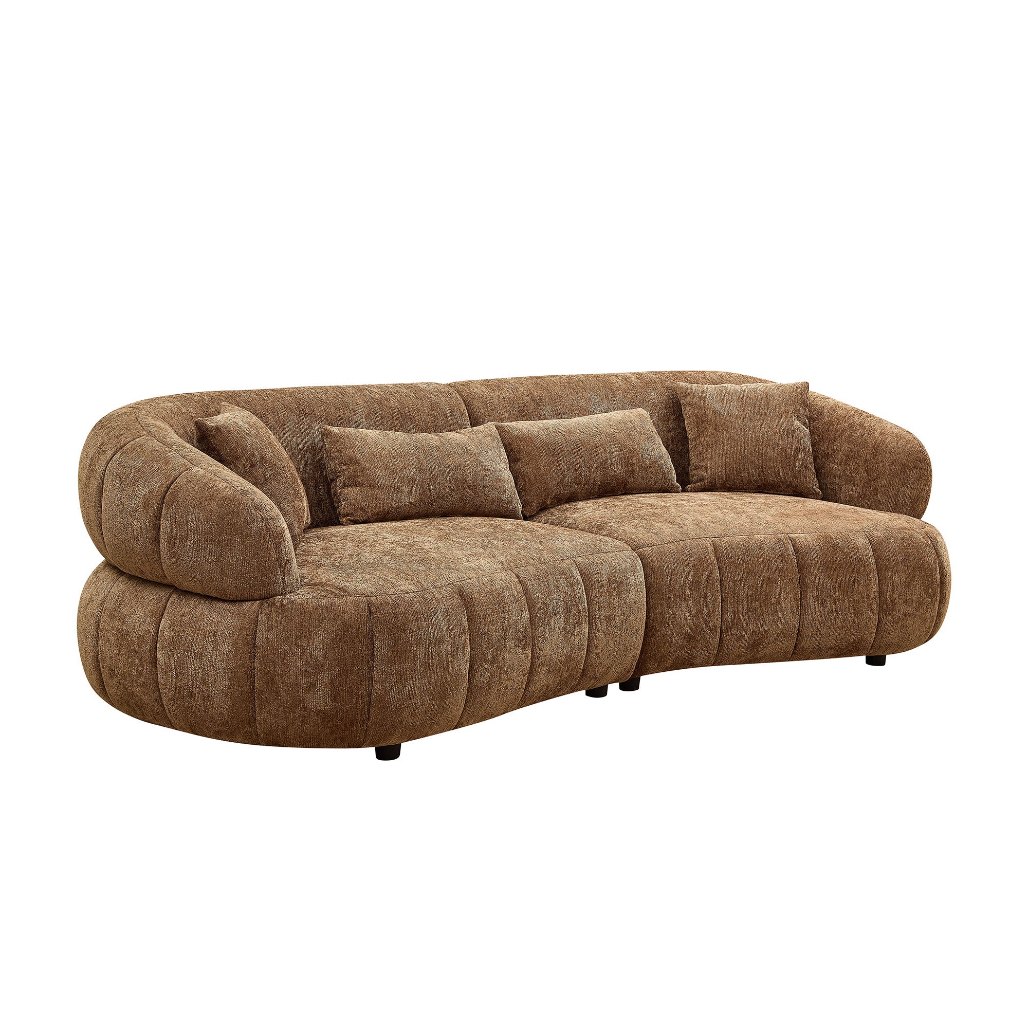 102.36 Inch Cloud-Like Sofa,Modern Sectional Curved Sofa,Textured Fabric Couch,Upholstered 4-Seat Comfy Sofa For Living Room,Brown