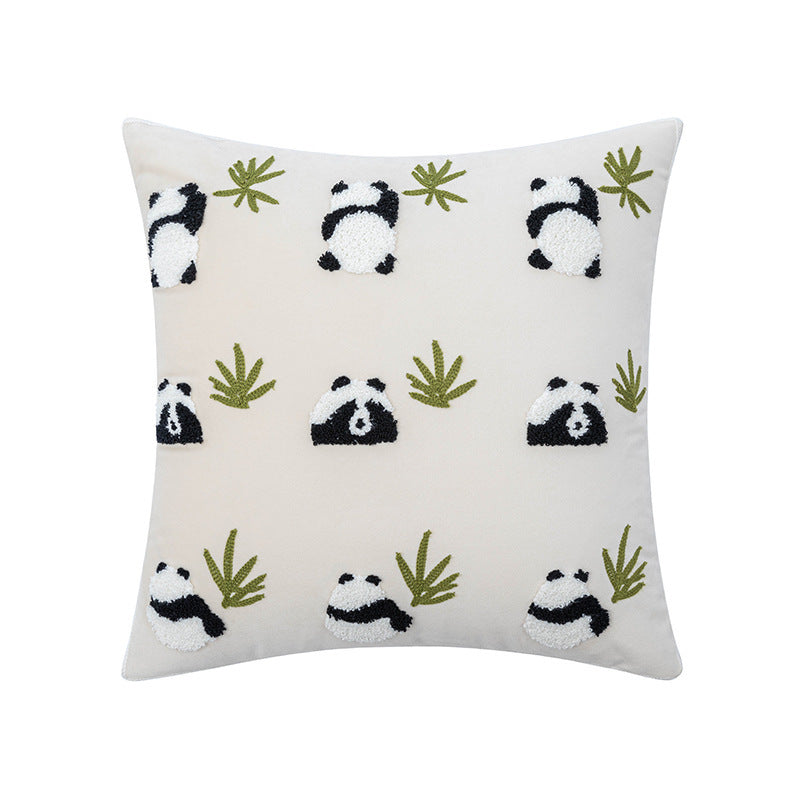 Cartoon Panda Embroidery Pillow Cover Cushion Decoration Waist Pillow