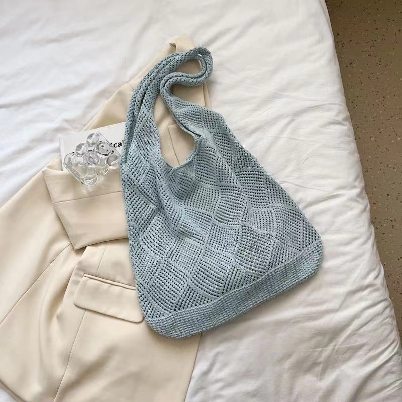 Solid Color Bag Knitted Bags Hollow Woven Bag