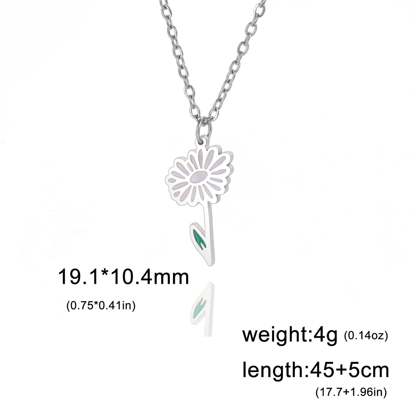 Flower Pendant Stainless Steel Necklace