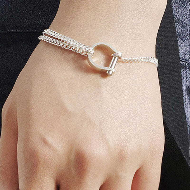 925 sterling silver big brand silver design chain buckle bracelet