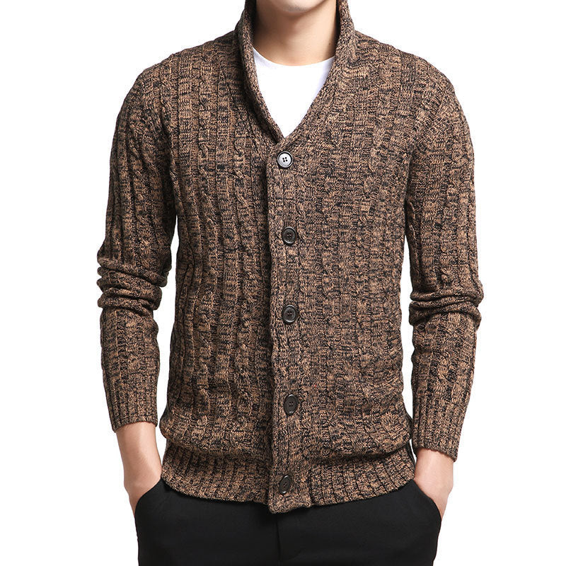 Men's cotton cardigan button knit sweater