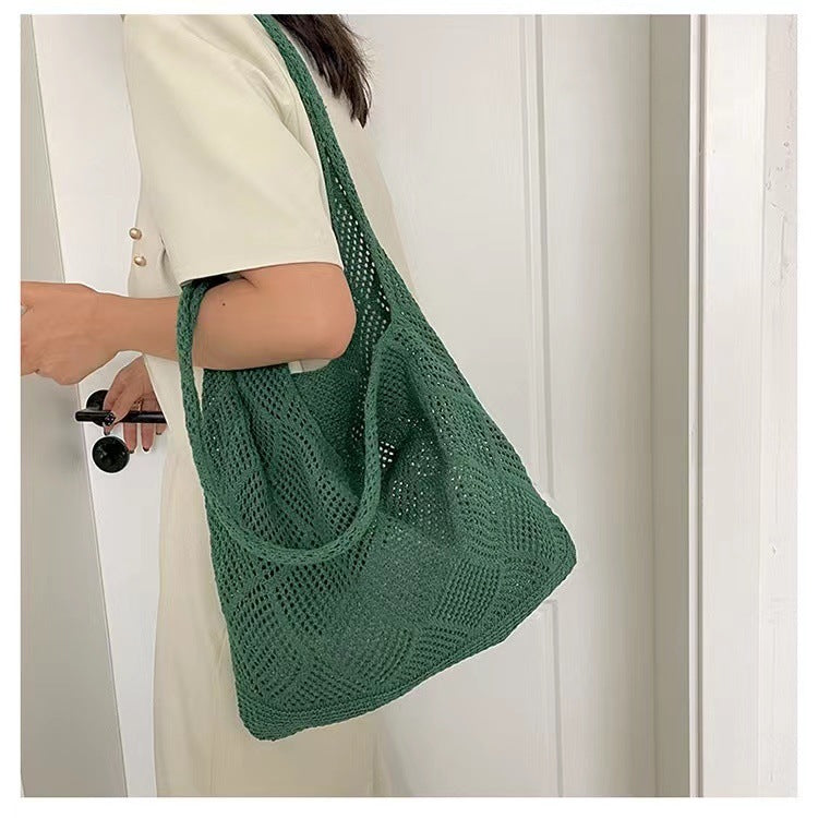 Solid Color Bag Knitted Bags Hollow Woven Bag