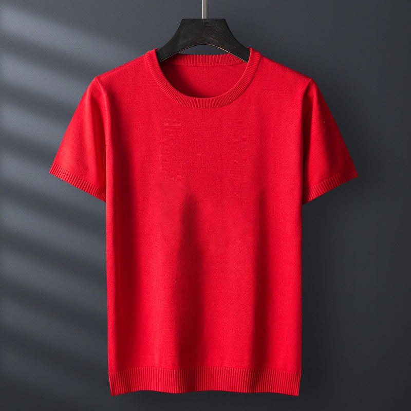 Half-sleeve Men's Short Sleeve Solid Color Thick Sweater