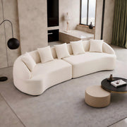 Curved Boneless Sofa Compression Modular 110'' Sectional White High-Density Couches Sleeper For Living Room Bedroom Apartment Lounge Chenille