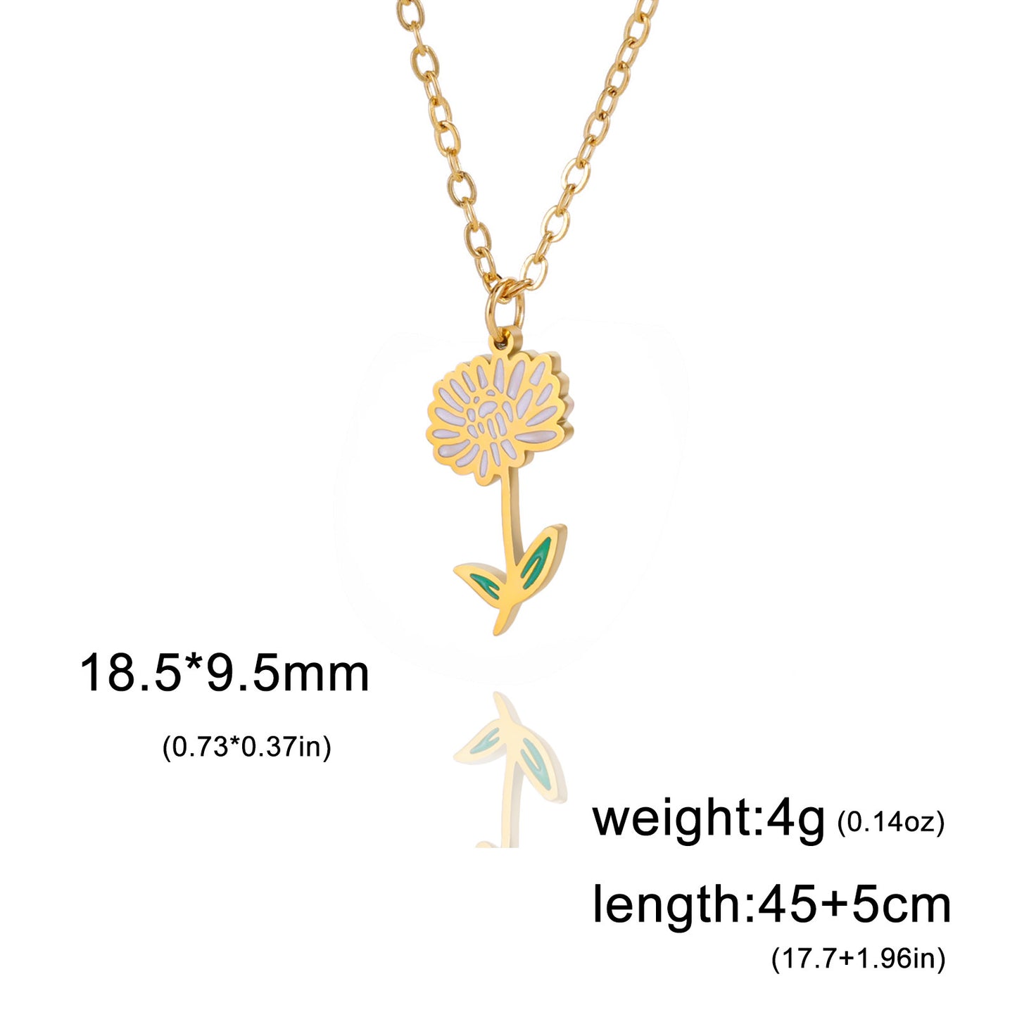 Flower Pendant Stainless Steel Necklace