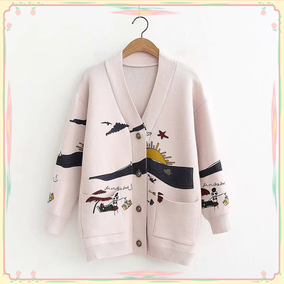 Sun printed cotton cardigan