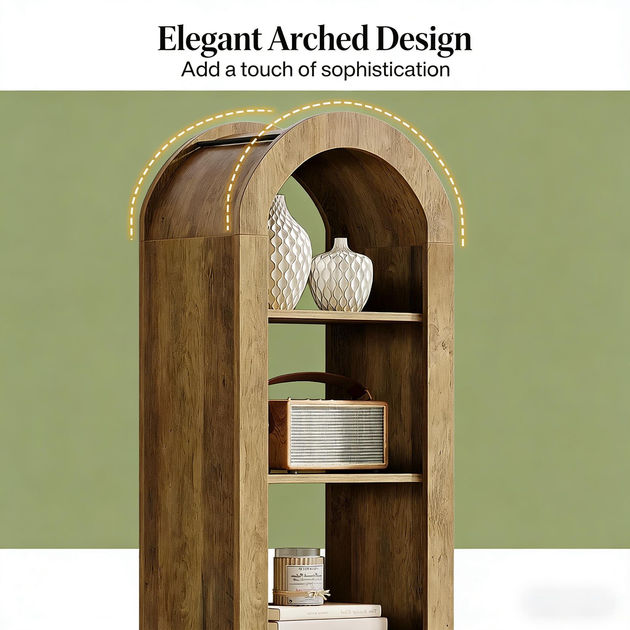 Open Bookcase,Arched Display Shelf