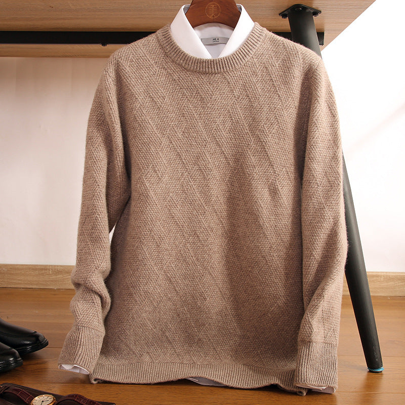 Men's double-strand thick pure wool sweater