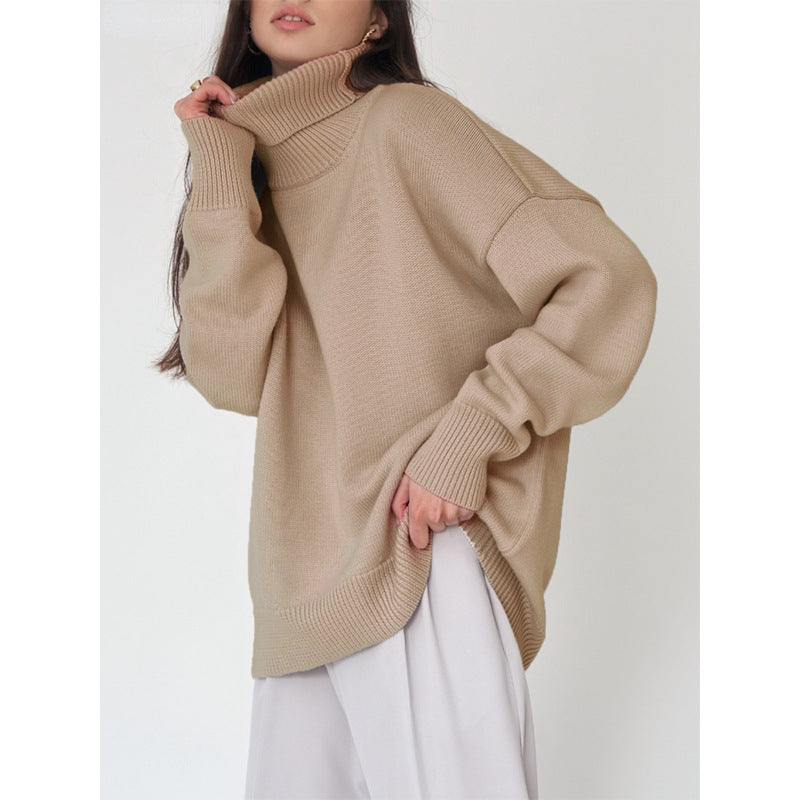 Solid Color Turtleneck Comfortable Loose Pullover Women's Sweater