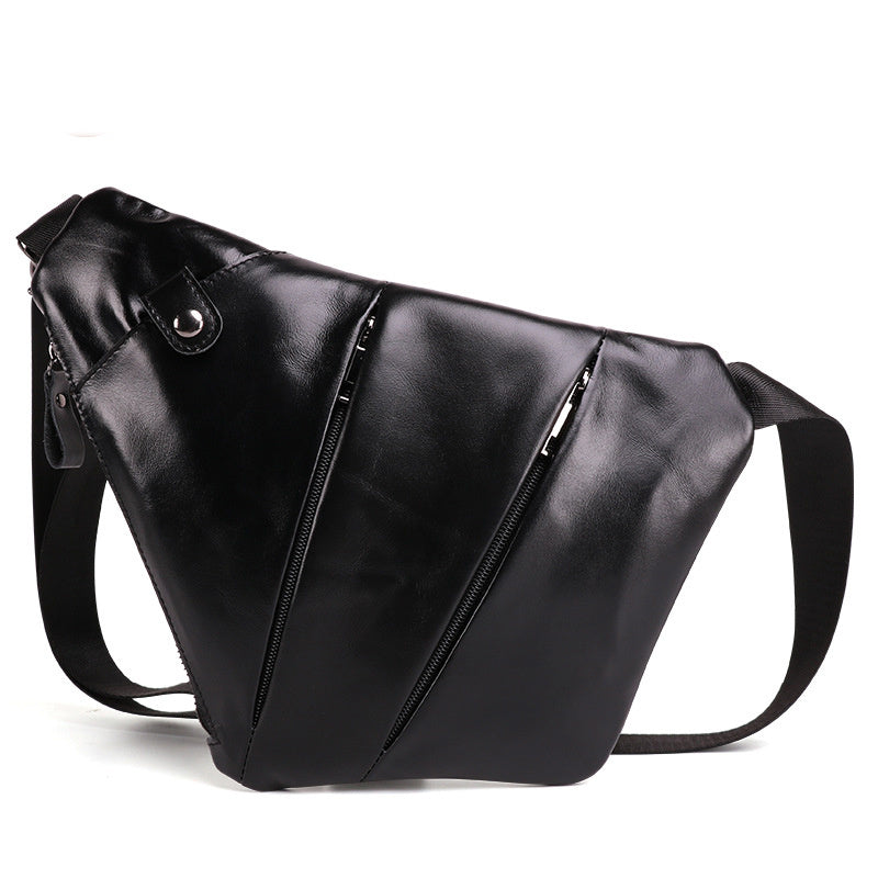 Leather men's chest bag