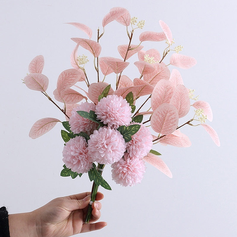 Home Decoration Essential Eucalyptus Leaves Chrysanthemum Bouquet Multi-color Optional Artificial Flower