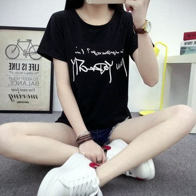 Women's t-shirt printing letters short-sleeved t-shirt women