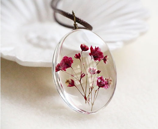 Hand-dried Flower Necklace Gypsophila Plant Creative Pendant