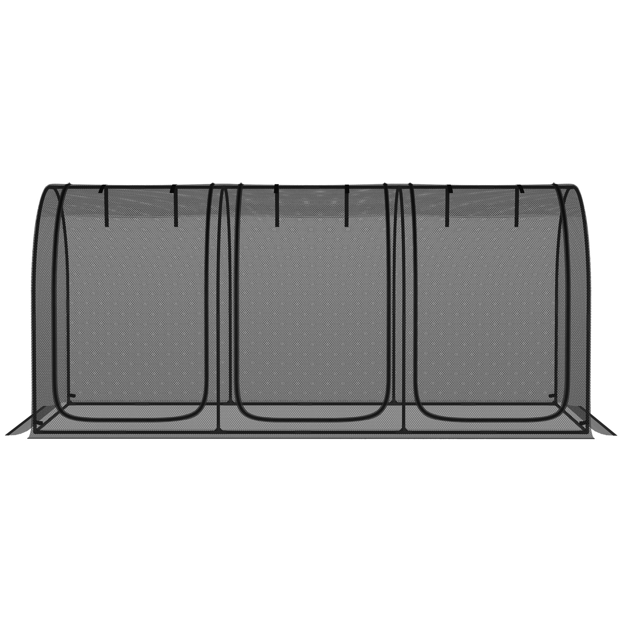 9' x 4' Crop Cage, Plant Protection Tent with Three Zippered Doors, Storage Bag and 4 Ground Stakes, for Garden, Yard, Lawn, Black