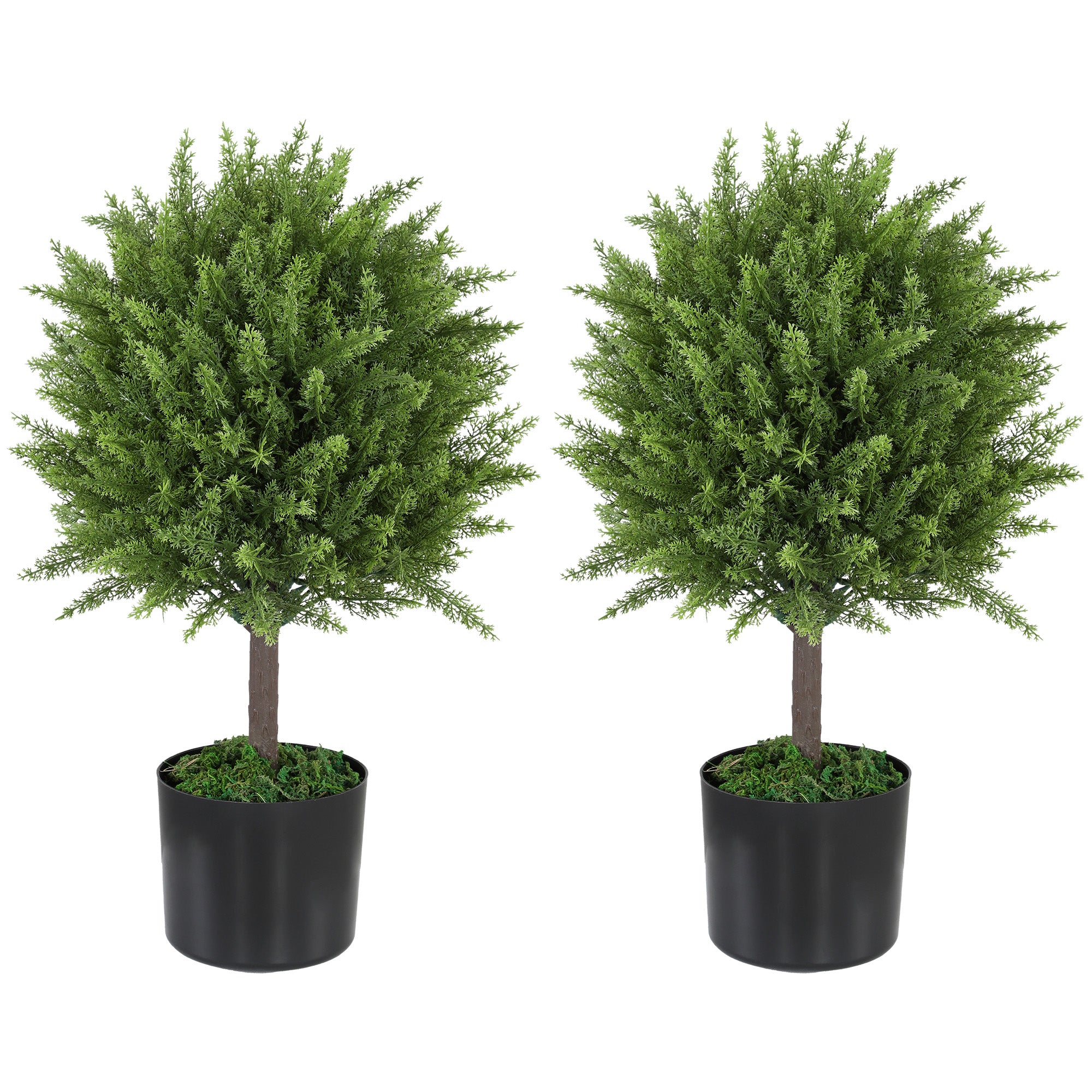 Set of 2 Decorative Artificial Plants, Cedar Topiary Trees in Pots, Fake Plants for Home Indoor outdoor Decor
