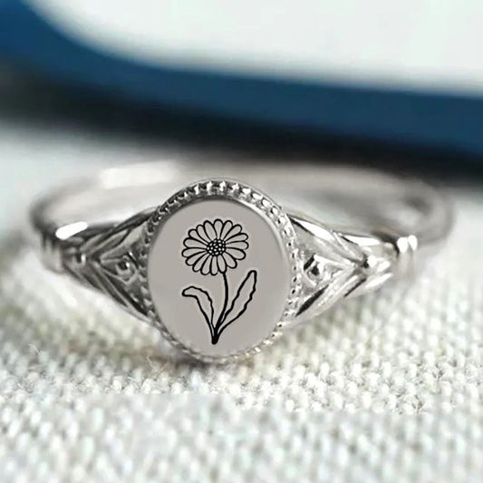 Birthday Flower 925 Silver Ring