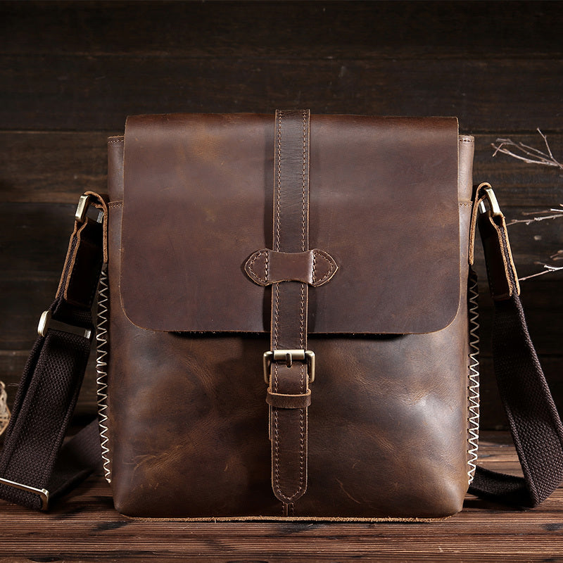 Men's Leather Top Leather Messenger Bag