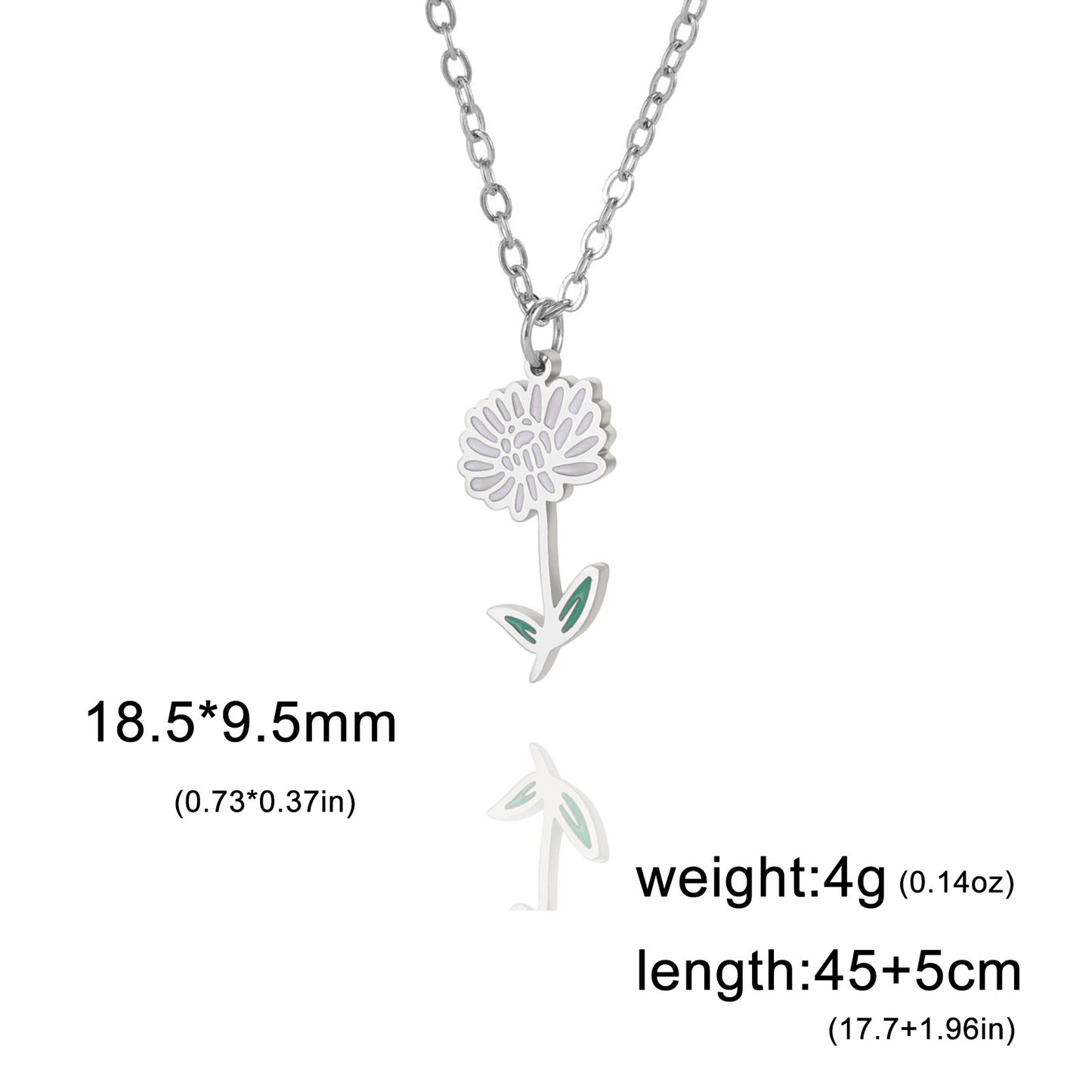 Flower Pendant Stainless Steel Necklace