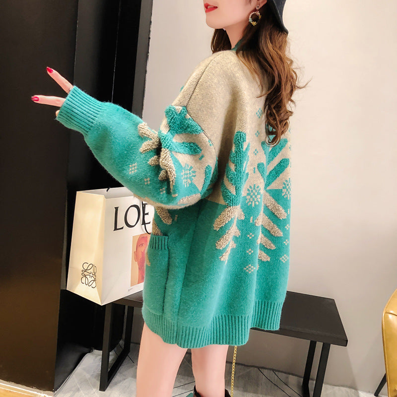 Women's Lazy Style Mid-length Sweater Cardigan