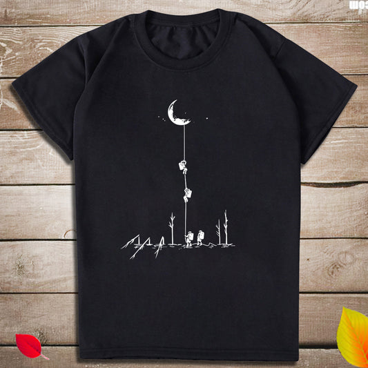 Top print moon wood fun T-shirt