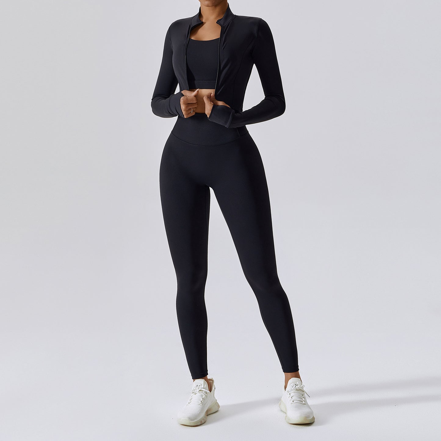 Outdoor Sports Tight Yoga Nude Feel Fitness Shockproof High Waist Yoga Clothes Three-piece Set