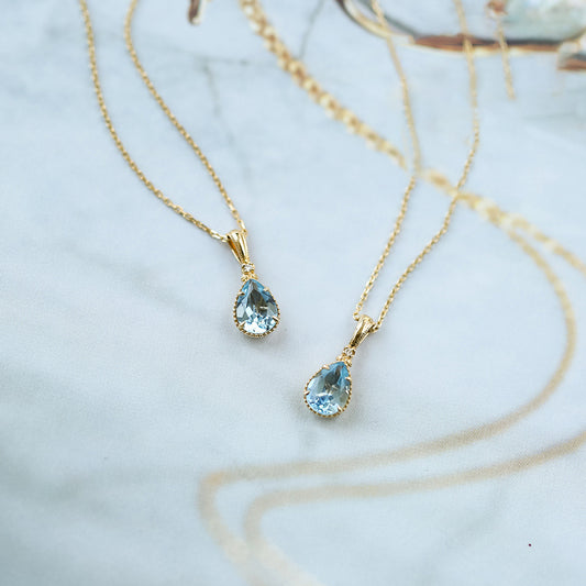 Fashion Women's Natural Aquamarine Pendant Necklace