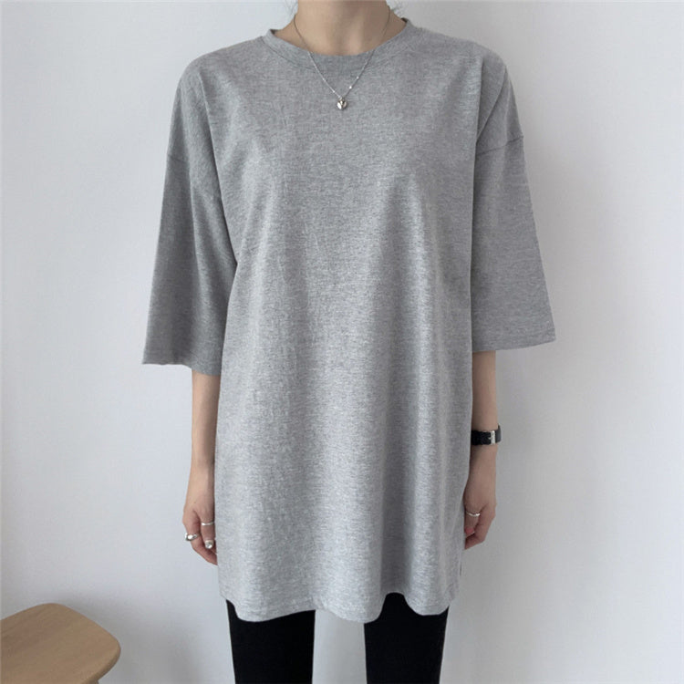 Round Neck Pullover Loose Bottoming Shirt T-shirt Women Pure Cotton