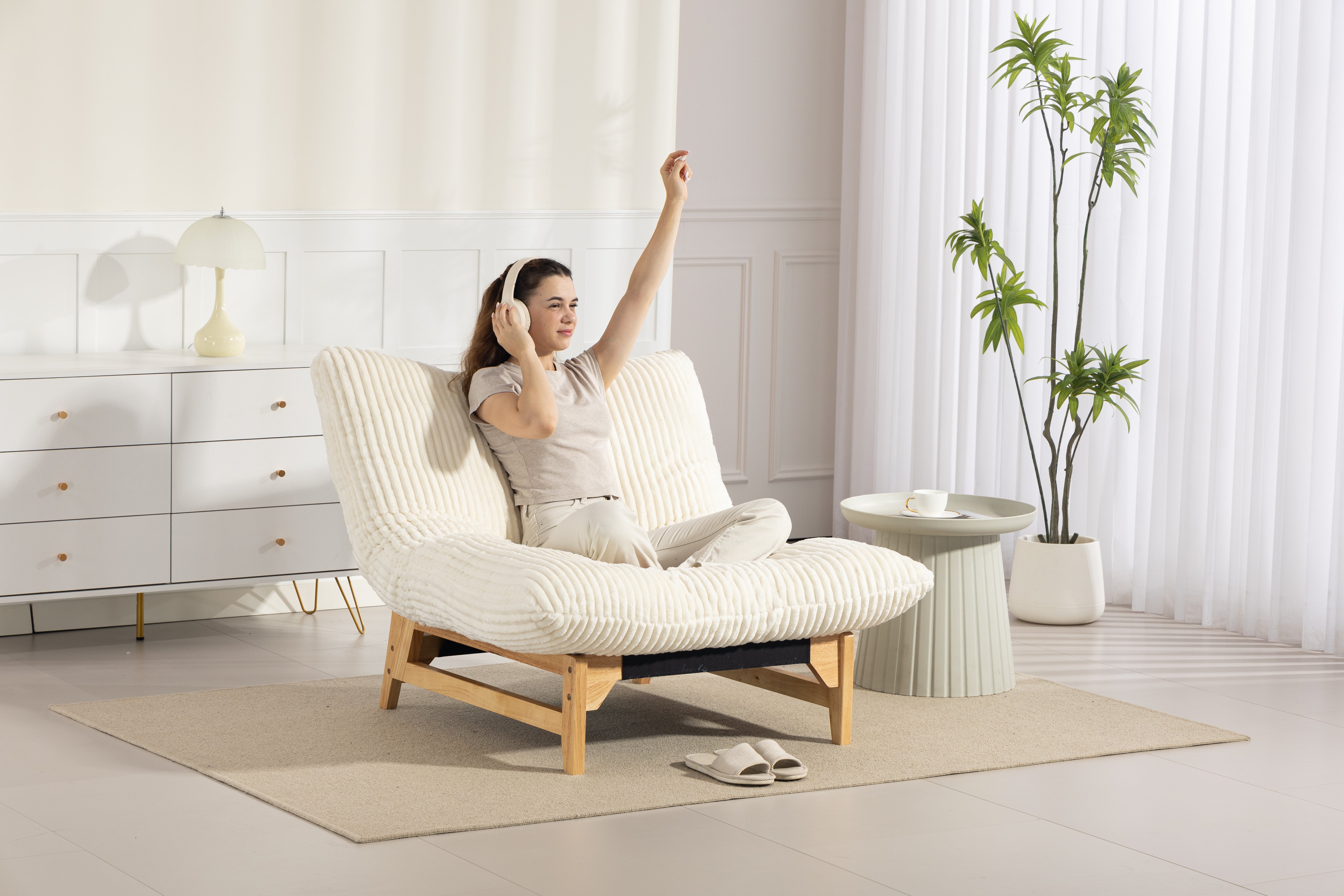 Bean Bag Chair For Adults ,Accent Armless Lazy Sofa, Casual Single Sofa, Corduroy Fabric, For Living Room And Bedroom , With Backrest, Single Seat